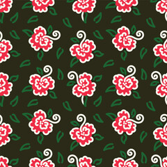 Fototapeta premium Hand drawn colourful florals Seamless pattern. Abstract Florals pattern. Colourful background. Designed for paper, cover, fabric, decor, wall paper and etc.