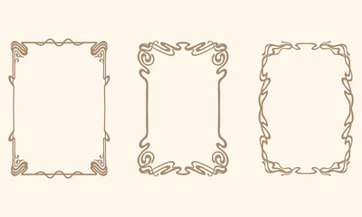 Art nouveau vintage retro style frame border collection bundle set background vector art decorative poster element editable