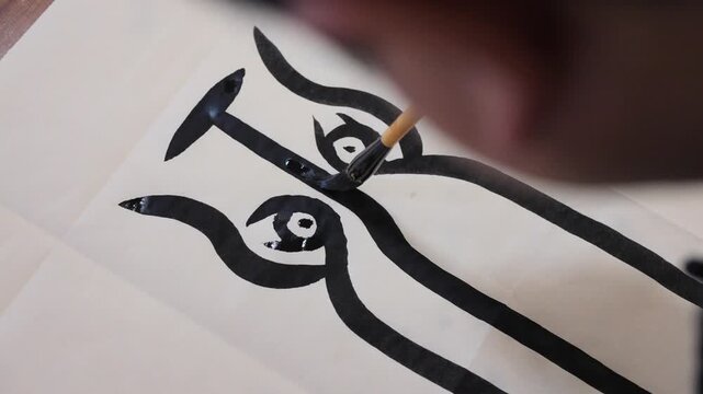 Chinese calligraphy, the ancient Chinese script, with characters composed of bird shapes, known as bird and insect seal script, has a history of over three thousand years
