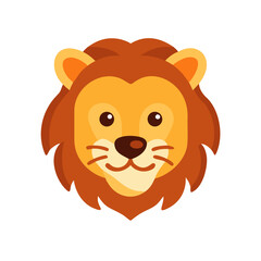 Obraz premium Colored vector icon of a cartoon lion's head with a fluffy mane and friendly expression, symbolizing courage, strength, and character. Isolated on a transparent background