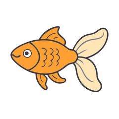 Cartoon goldfish drawing illustration of pet fish orange color adorable aquarium fish vector image