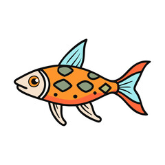 Orange spotted fish illustration aquatic animal sea life drawing ocean creature graphic design art vector