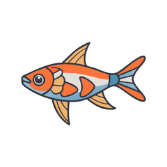 Orange fish drawing vector illustration aquatic animal pet fish cartoon fish clip art design element