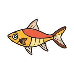 Illustration of a colorful cartoon fish swimming in the ocean for kids and educational use