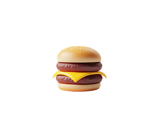 Cartoon Cheeseburger Render on Transparent Background