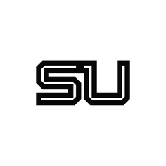 SU monogram logo design letter text name symbol monochrome logotype alphabet character simple logo