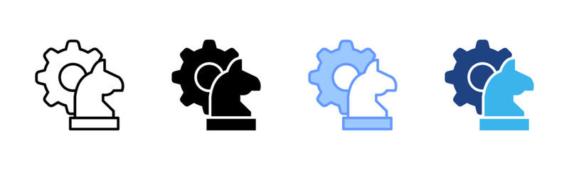 Strategy icon set multiple style collection