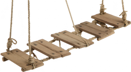 Rustic wooden swing bridge