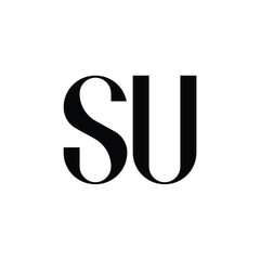 SU monogram logo design letter text name symbol monochrome logotype alphabet character simple logo