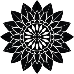 Monochrome Flower Silhouette with Circular Symmetry