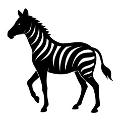 Black silhouette of a zebra with stripes white