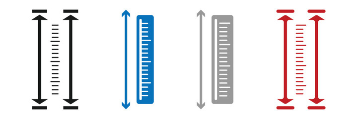 set of adjustable height icon. adjust length symbol. size adjustment arrow sign