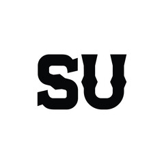 SU monogram logo design letter text name symbol monochrome logotype alphabet character simple logo