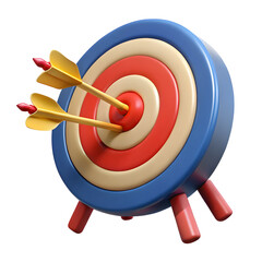 Target bullseye with yellow arrows isolated on a transparent background