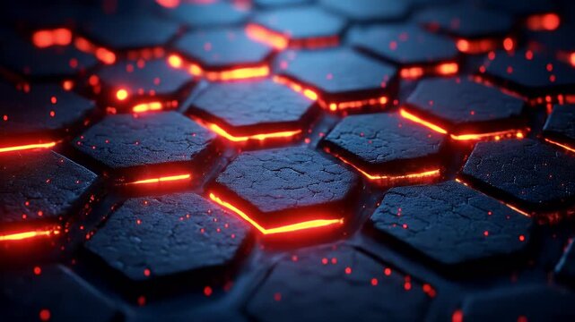 Glowing hexagon pattern with red, tech look