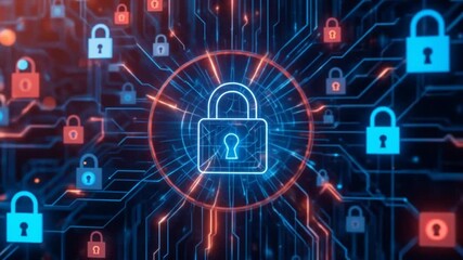 A network with digital keys symbolizes cyber resilience and secure connections. 4k video - Powered by Adobe