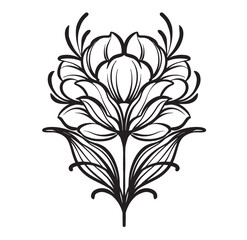 plants flowers vintage hand drawing