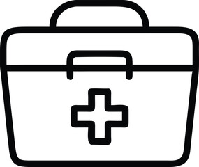 Fototapeta premium Simple Line Art First Aid Kit Icon: Medical Emergency Healthcare Symbol