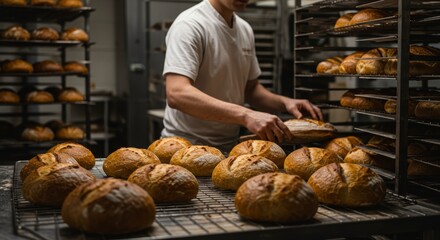 Artisan Baker Crafting Fresh Bread in a Traditional Bakery