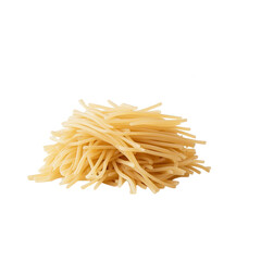 Pile of thin yellow pasta strands isolated on a transparent background food uncooked