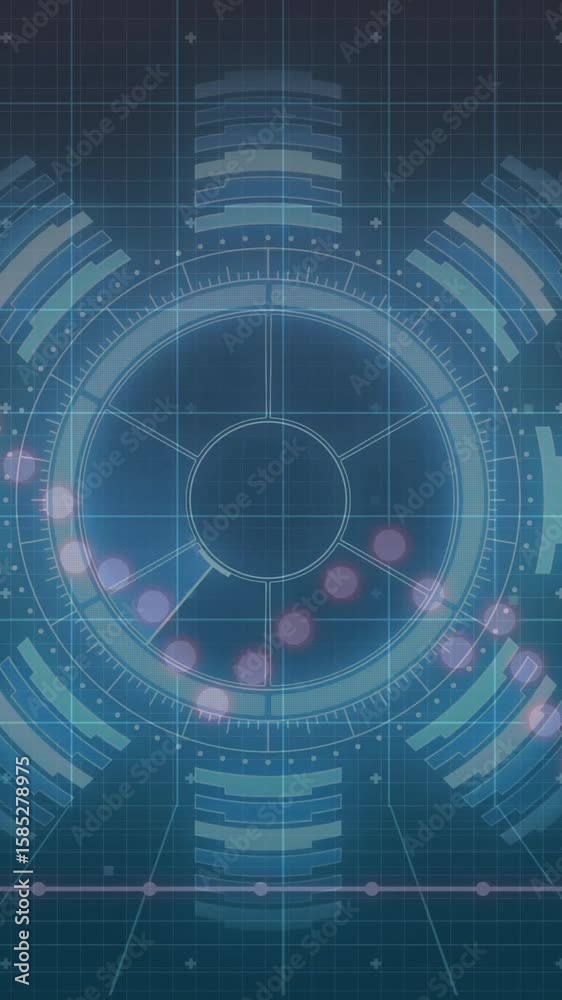 Poster animating graphs and charts over futuristic data analysis interface