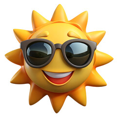 Smiling sun with sunglasses isolated on a transparent background