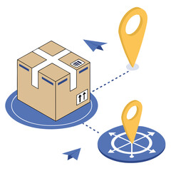 
a box and map pointers