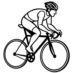 Naklejka premium Cyclist in aerodynamic posture on bicycle cycling sport
