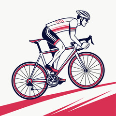Fototapeta premium Cyclist racing on a road bike helmet sunglasses