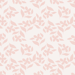 Fototapeta premium Seamless floral pattern, colorful ditsy print, abstract ornament in retro folk motif. Pretty decorative art botanical design of hand drawn large, small flowers, leaves, wild herbs. Vector illustration