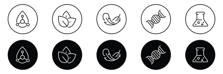 Set of Organic, natural, vegan icon collection. Antioxidant cosmetic symbol.