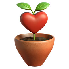 Red Heart Plant Growing isolated on a transparent background