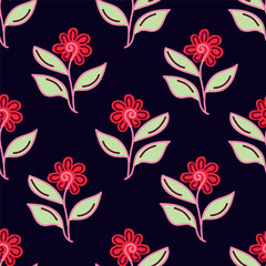 Hand drawn colourful florals Seamless pattern. Abstract Florals pattern. Colourful background. Designed for paper, cover, fabric, decor, wall paper and etc.