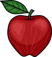 red apple vector illustration with leaf