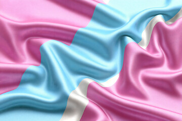 Transgender pride flag fabric with soft, flowing texture in pink, blue, and white colors, symbolizing inclusivity and diversity