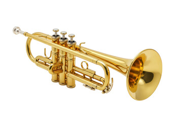 Obraz premium A shiny golden trumpet, a brass musical instrument, isolated on a transparent background