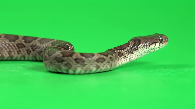 Patterned Snake on Green Screen Background for Easy Compositing