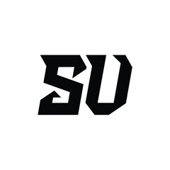 SU monogram logo design letter text name symbol monochrome logotype alphabet character simple logo