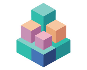 Obraz premium A stack of isometric cubes creates a geometric abstract design Ai Generated