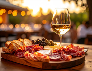 Charcuterie Board with Wine