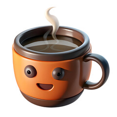 Cheerful coffee mug with steam isolated on a transparent background