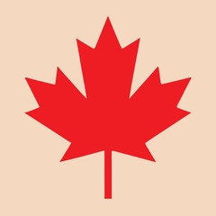 Fototapeta premium Red maple leaf simple graphic representing canada national symbol on transparent background