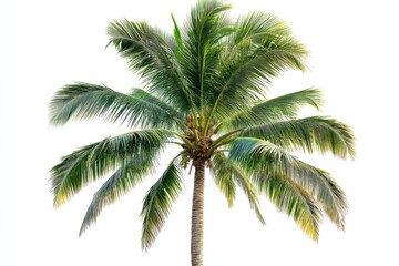Tropical breeze Lush coconut palm tree paradise view of island vacation escape on white background. Generative AI