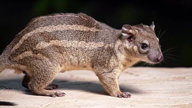 Alert Striped Tree Shrew Portrait in Natural Habitat