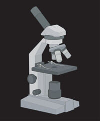 Hand Drawn Microscope Illustration. Laboratory Science Equipment for Research and Education Projects