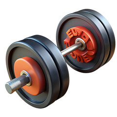 Dumbbell with motivational words isolated on a transparent background
