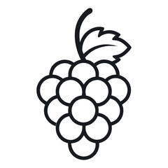 Minimal Grapes Line Art Vector with Leaf and Stem on White Background