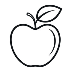 Minimal Apple Line Art Vector with Leaf and Stem on White Background
