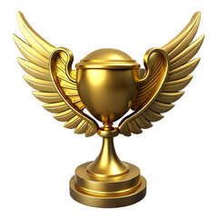 Golden winged trophy isolated on a transparent background
