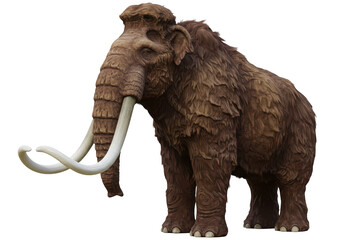 Obraz premium A large, furry mammoth with long tusks stands majestically, isolated against a transparent background
